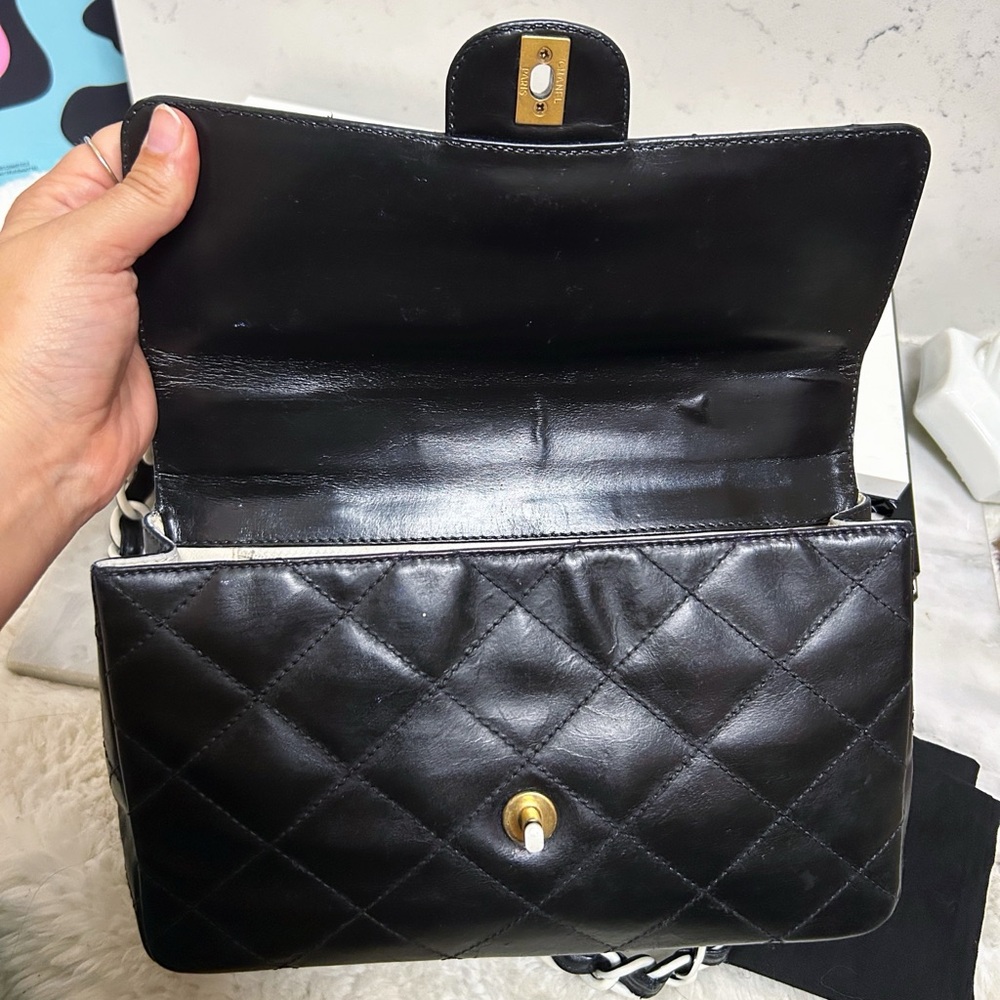 Authentic Chanel RARE Limited Ed. Medium Black & White Classic Single Flap Bag - Picture 6 of 16